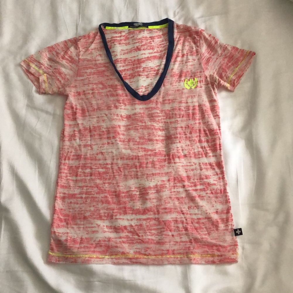 Andrew Christian pink burnout deep vneck tee